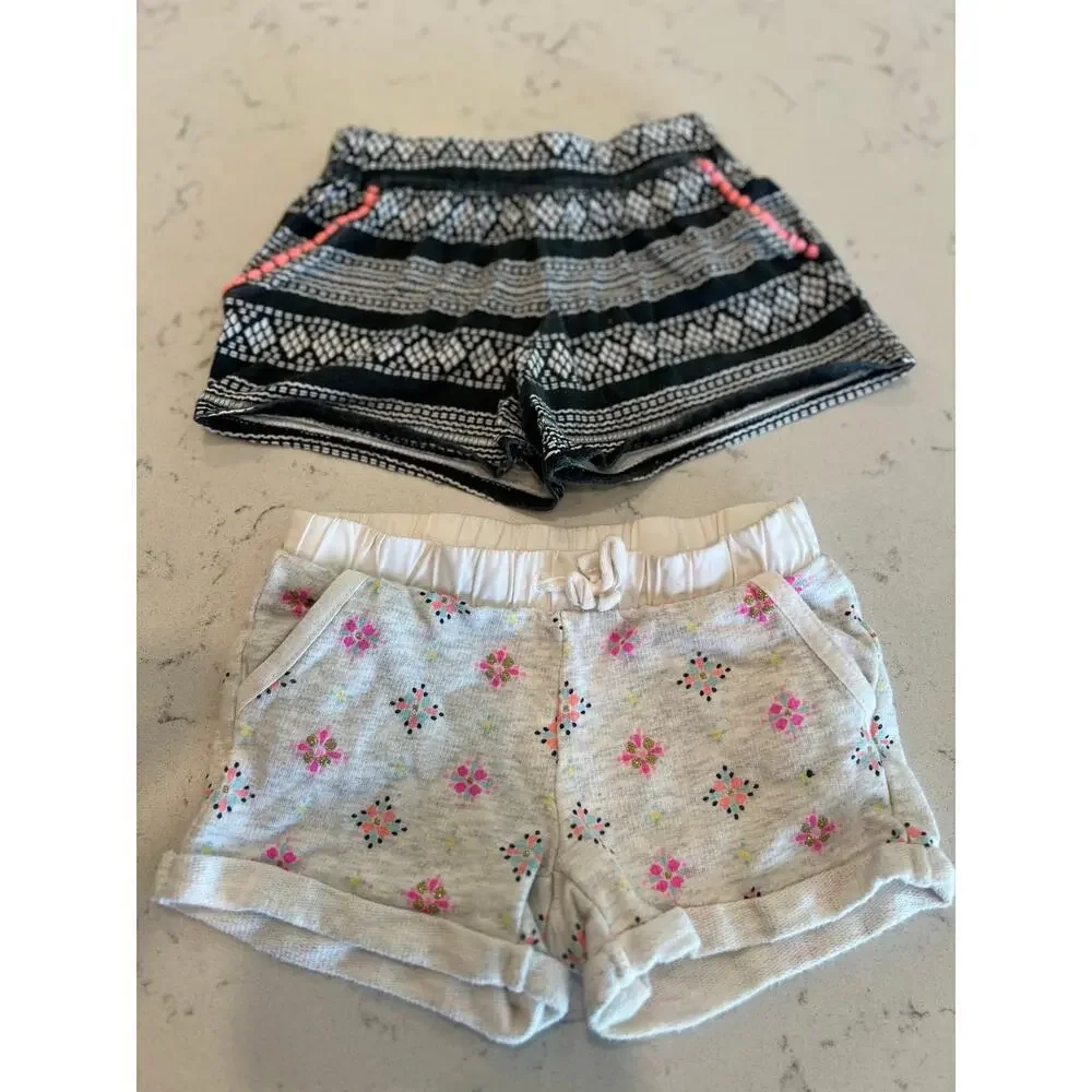 2t girls patterned cotton shorts